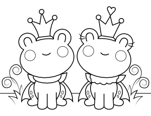 Frog King and Queen Coloring Page