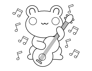 Frog Musician Coloring Page