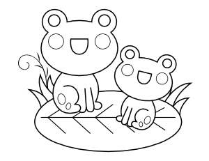 Frogs and Lily Pad Coloring Page