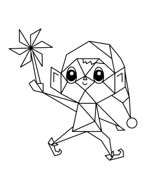 Geometric Christmas Elf With Pinwheel Coloring Page