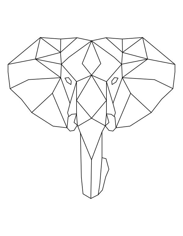 printable geometric elephant head coloring page