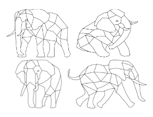 Geometric Elephants Coloring Page