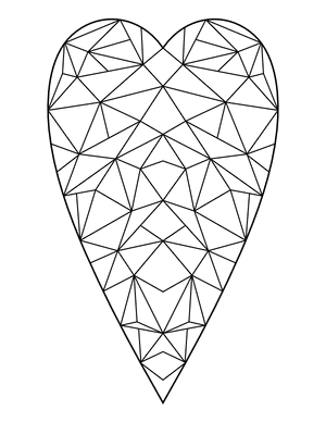 Geometric Elongated Heart Coloring Page