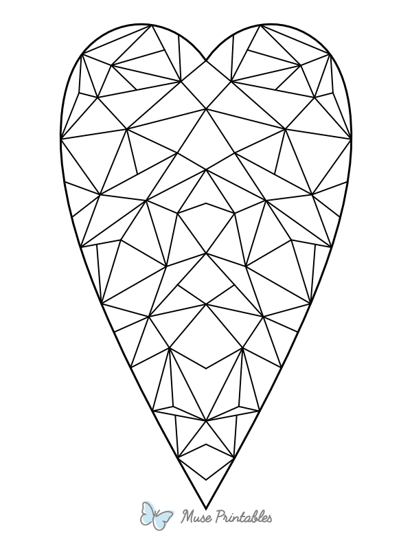 Geometric Elongated Heart Coloring Page