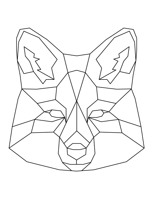 Geometric Fox Head Coloring Page