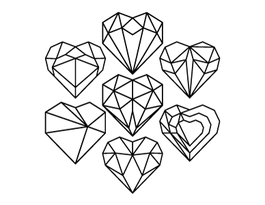 Geometric Hearts Coloring Page