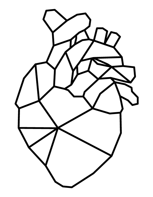 Geometric Human Heart Coloring Page