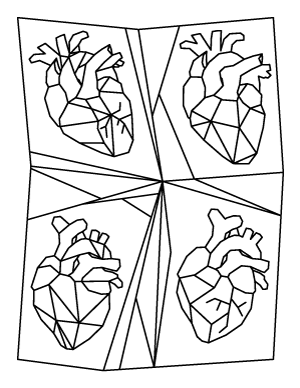 Geometric Human Hearts Coloring Page