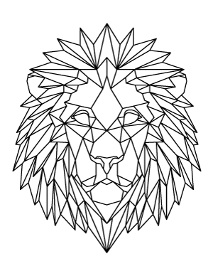 Geometric Lion Head Coloring Page