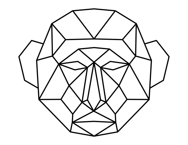 Geometric Monkey Head Coloring Page