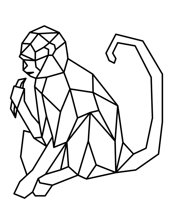 Geometric Monkey With Banana Coloring Page