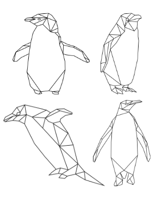 Geometric Penguins Coloring Page
