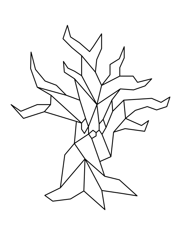 Geometric Scary Tree Coloring Page