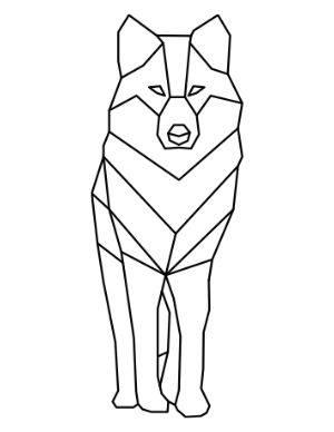 Geometric Standing Wolf Coloring Page