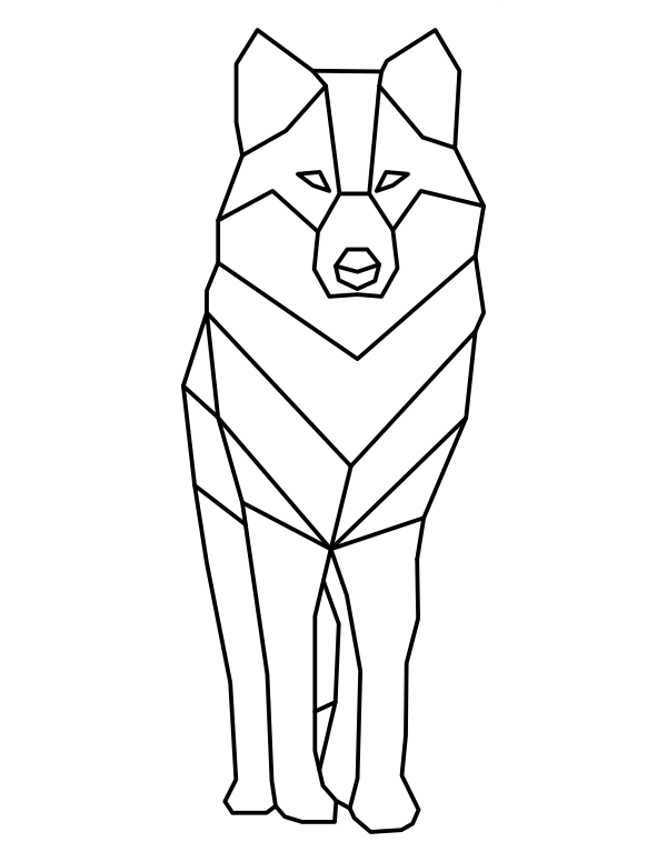 Geometric Standing Wolf Coloring Page