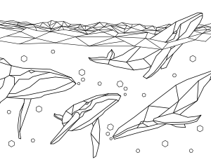 Geometric Whale Coloring Page