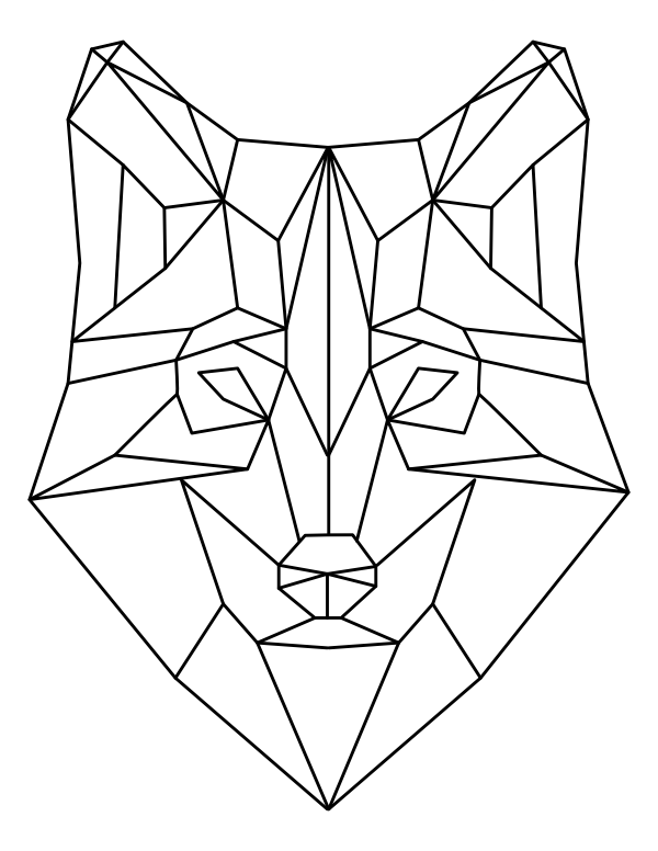 Geometric Wolf Head Coloring Page