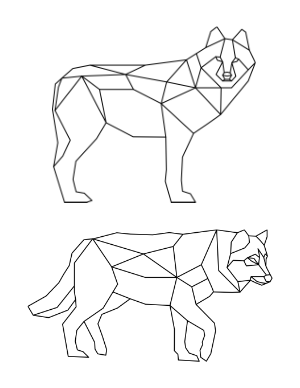 Geometric Wolves Coloring Page