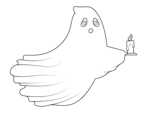 Ghost Carrying a Candle Coloring Page