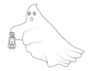 Ghost Carrying Lantern Coloring Page