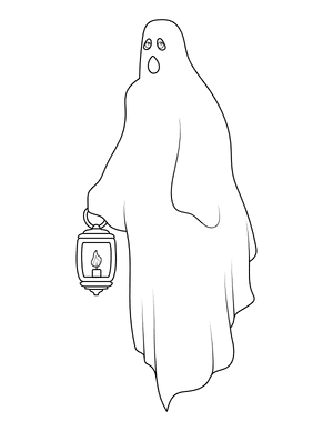 Ghost Holding a Lantern Coloring Page