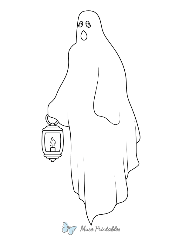 Ghost Holding a Lantern Coloring Page