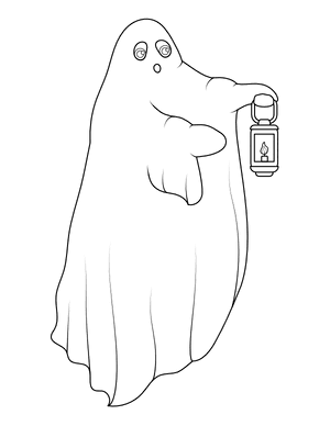 Ghost Holding Lantern Coloring Page