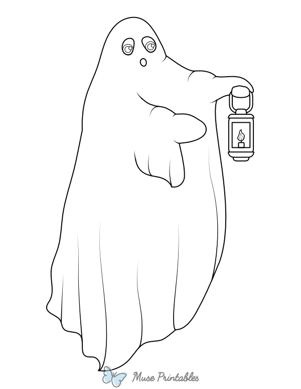 Ghost Holding Lantern Coloring Page