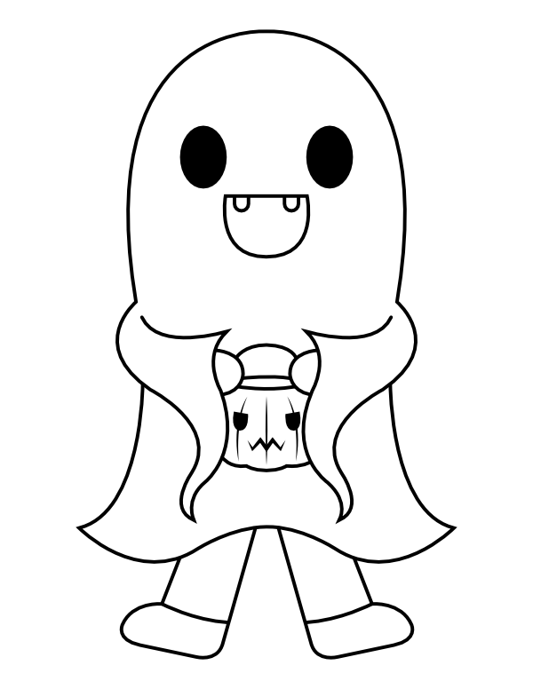 Printable Ghost Trick or Treater Coloring Page