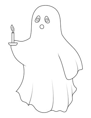 Ghost With a Candle Coloring Page