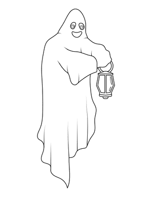 Ghost With a Lantern Coloring Page