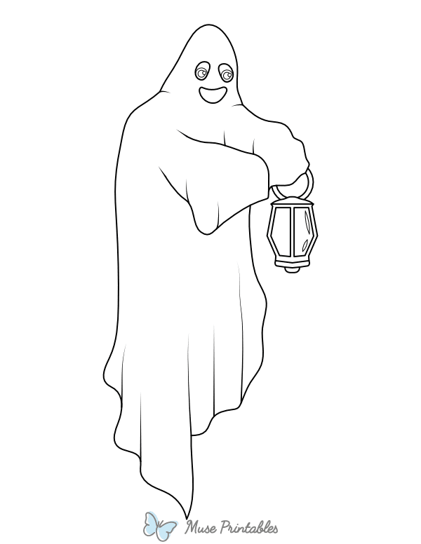 Ghost With a Lantern Coloring Page