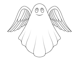 Ghost With Angel Wings Coloring Page