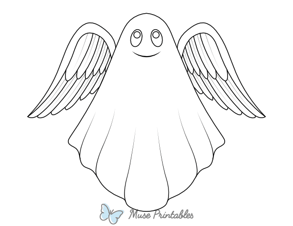 Ghost With Angel Wings Coloring Page