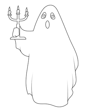 Ghost With Candelabra Coloring Page