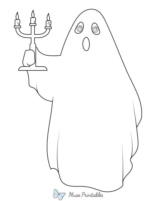 Ghost With Candelabra Coloring Page