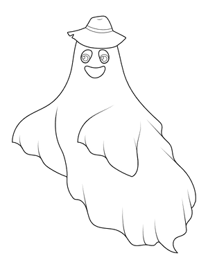 Ghost With Hat Coloring Page