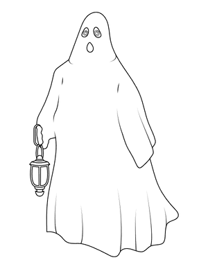 Ghost With Lantern Coloring Page