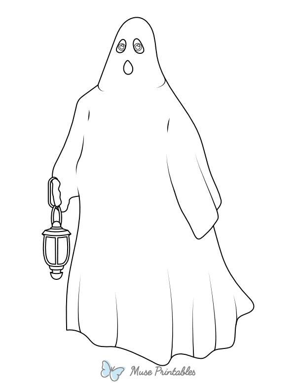 Ghost With Lantern Coloring Page