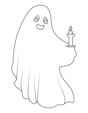 Ghost With Lit Candle Coloring Page