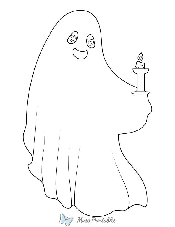 Ghost With Lit Candle Coloring Page