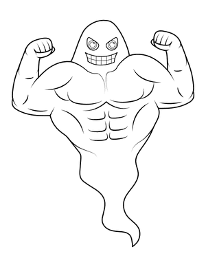 Ghost With Muscles Coloring Page