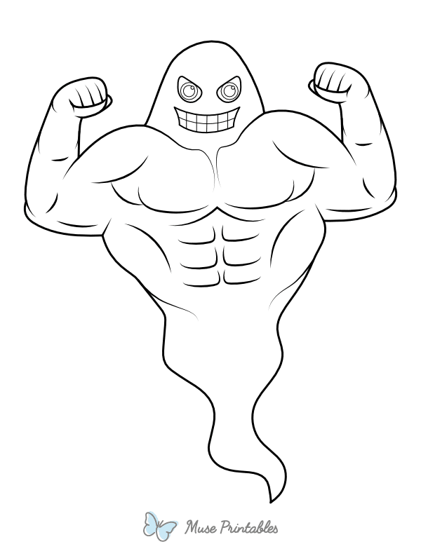 Ghost With Muscles Coloring Page