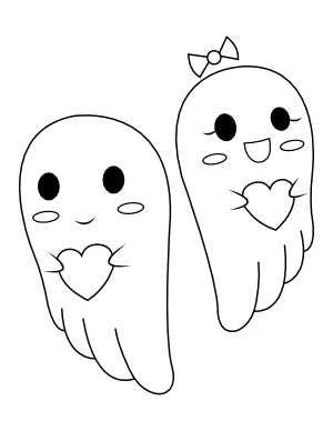 Ghosts and Hearts Coloring Page