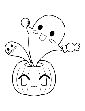Ghosts and Pumpkin Coloring Page