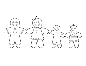 Gingerbread Family Coloring Page