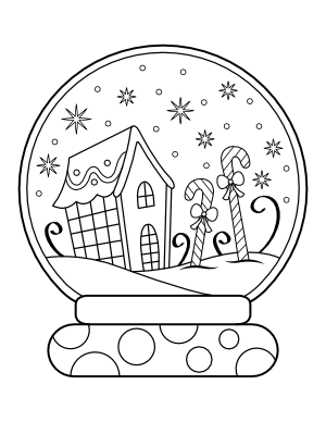 Gingerbread House Snow Globe Coloring Page