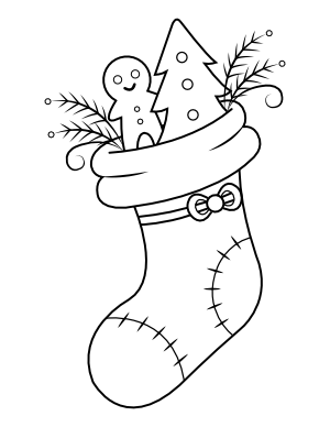 Gingerbread Man Christmas Stocking Coloring Page