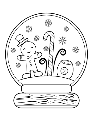 Gingerbread Man Snow Globe Coloring Page