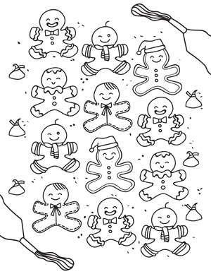 Gingerbread Men Coloring Page